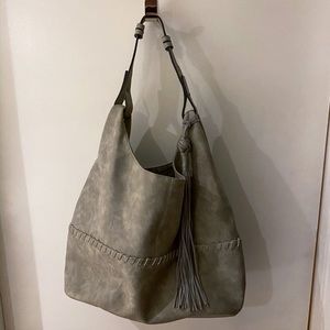 VR Violet Ray Hobo Bag Gray Suede Tassel
